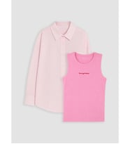 LCW Kids Pembe Kız Çocuk Gömlek Ve Atlet