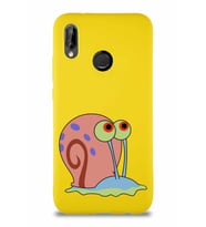 Huawei P20 Lite Soft Premier Kapak Salyangoz Gary Tasarımlı Silikon Kılıf - Sarı (Şeffaf)