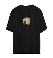 Unisex Baskılı Oversize T-Shirt - Siyah