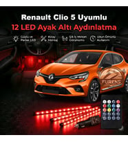 Renault Clio 5 Uyumlu RGB Ayak Altı LED 12 Led Kumandalı Müzik Duyarlı Araç İçi Aydınlatma