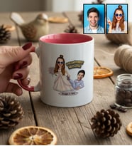 Kişiye Özel Karikatürlü Gelin Damat Evleniyoruz Mutluyuz Kupa Bardak Sevgililer Günü Hediyesi