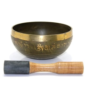 Meditasyon Çanı Yoga Çanı Tibet Çanağı 14 cm (Siyah-Altın)