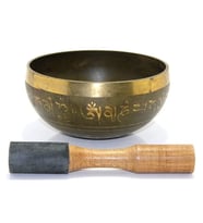 Meditasyon Çanı Yoga Çanı Tibet Çanağı 14 cm (Siyah-Altın)