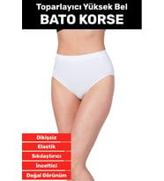 Özel Üretim İz Göstermez Yüksek Bel Sıkılaştırıcı İnceltici Vücut Toparlayıcı Dikişsiz Bato Korse (Beyaz)