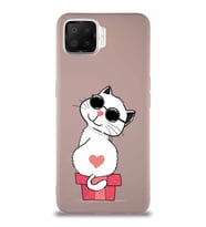 Oppo A73 Soft Premier Kapak Coolcat Tasarımlı Silikon Kılıf - Pudra (Şeffaf)
