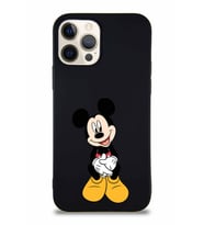 Apple iPhone 12 Pro Soft Premier Kapak Mickey Mouse-A Tasarımlı Silikon Kılıf - Siyah (Şeffaf)