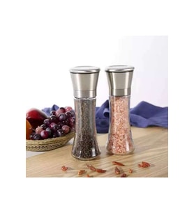 Karabiber Tuz Değirmeni 2li Set Metal Seramik Öğütücülü Yükseklik 19cm