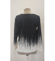 Kadın V Yaka Dantel Desen Modal Kumaş Bluz (Siyah)