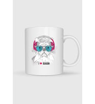 Funny Dog With Eyeglasses And Headphones Tasarımlı Kupa Bardak