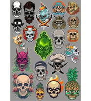 Kuru Kafa İskeletler Sticker Set 27 Parça Telefon, Tablet, Defter, Laptop Sticker