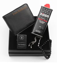 Kişiye Özel Cüzdan & Kişiye Özel Benzinli Çakmak & Zippo Benzin & Tesbih Hediye Seti