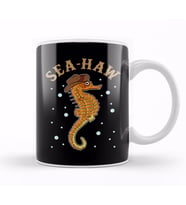 Cute & Funny Sea Haw Hilarious Seahorse Pun Seahaw Kupa Bardak Porselen