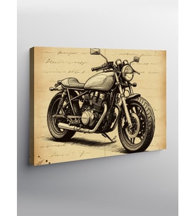 Kanvas Tablo Vintage Motosiklet Portresi