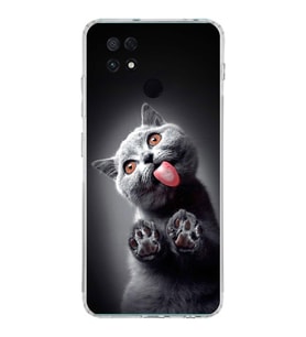 PrintiFy Xiaomi Poco C40 ile Uyumlu 1mm Slim Fit Kedi 2 050c Baskılı Şeffaf  Kılıf