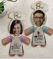 BK Gift Kişiye Özel Fotoğraflı Chef Sevgililer 2’li Bebek Yastık-2