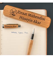 Ziraat Mühendislerine Özel Bambu Kutulu Kalem Seti