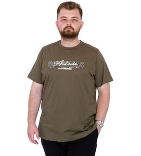Mode XL Büyük Beden Erkek T-Shirt Bisiklet Yaka ORIGINALS U25038 Haki