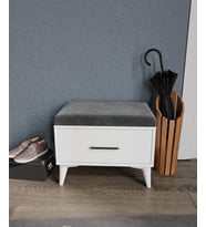Rosepal Mobilya Milka Beyaz-Antrasit Bench Puf