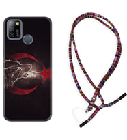 INFINIX Smart 4 5 6 Zero 8 S5 Pro Kılıf Boyun Asklı Rasta Silikon Kurt ve Ay Yıldız 1403