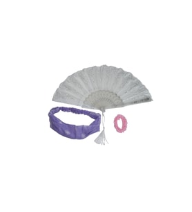 Yelpaze Simli Beyaz & Bandana Seti