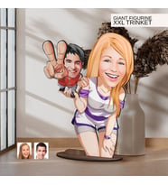 BK Gift Kişiye Özel Sevgililer Karikatürlü Büyük Boy Ahşap Biblo-30 Arkadaşa Hediye , Sevgiliye Hediye, Kişiye Özel Biblolar
