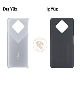 Infinix Zero 8 Gümüş Uyumlu Arka Kapak Arka Cam Batarya Pil Kapağı Lazer Kesim Back Cover