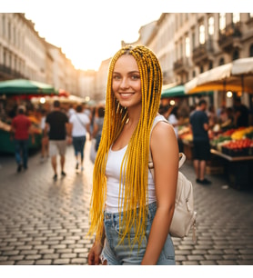 Afrika Örgüsü Ve Rasta İçin Sen / Koyu Sarı