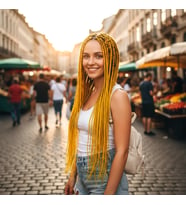 Afrika Örgüsü Ve Rasta İçin Sen / Koyu Sarı