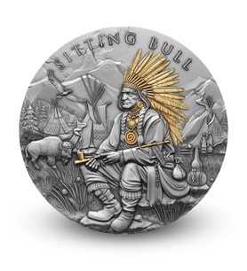 AgaKulche Kızılderili Oturan Boğa Gümüş Sikke Coin