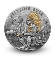 AgaKulche Kızılderili Oturan Boğa Gümüş Sikke Coin