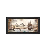 Eski İstanbul Motifli Kanvas Tablo 50 x 70 cm Siyah Çerçeve