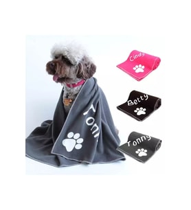 Özelleştirilebilir Pembe Kedi ve Köpek Polar Battaniye Yatak 100x70