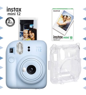 Instax mini 12 Mavi Fotoğraf Makinesi-10'lu Film ve Şeffaf Kılıf Seti