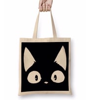 Beyaz Kedi Siyah Kötü Cats Bez Çanta Uzun Saplı
