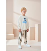 LUCCO ERKEK ÇOCUK BLUEY MODELLİ 3 İPLİK ŞARDONSUZ EŞOFMAN TAKIMI (Ekru)