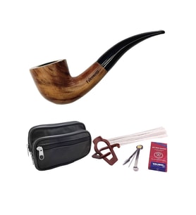 Falconetti 9 mm. Kahverengi Sandalwood Eğimli Sap Ahşap Pipo Seti rd38-takim