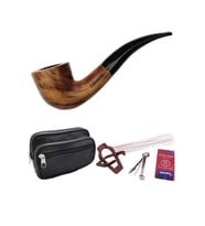 Falconetti 9 mm. Kahverengi Sandalwood Eğimli Sap Ahşap Pipo Seti rd38-takim