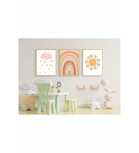 Çocuk Odası Dekoratif Retro Mdf Tablo ( Çerçeve Görünümlü ) (Çok Renkli)