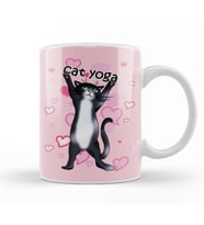 Black And White Cat Yoga Time Kupa Bardak Porselen