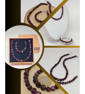 Parlayan Yıldızlar Serisi Lal (Granat-Garnet) Taşı Kolye & Bileklik Seti