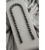 Hematit Doğal Taş Parlak Füme Kesik Küre Kesim 10x10mm Dizi [AA]
