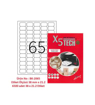 A1 Etiket Lazer Etiket tw-2065 100 A4 Sayfa Lazer Etiket 38.1 X 21.2 mm Boyutunda 1 A4 Sayfada 65 Etiket