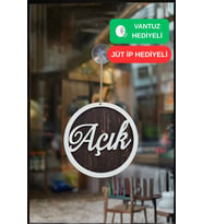Üç Katlı El Yazılı Modern Açık/Kapalı Tabelası - Akçaağaç-Ceviz