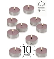10 Adet  Tarçın Kokulu Tealight Mum  4 Saat Yanar  Dekoratif Mumluk Mumu (Kahverengi)
