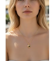 Çelik Gold Taşlı Balık Kolye - 25ctr429