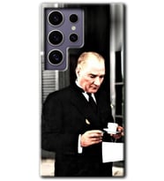 Galaxy S24 Ultra Kılıf HD Desen Baskılı Kılıf - Atatürk Türk Kahvesi