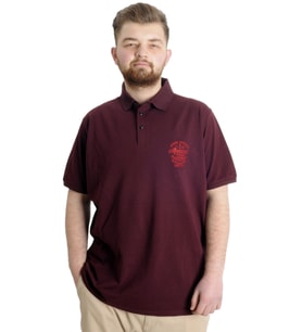 Mode XL Büyük Beden Erkek T-shirt Polo OCEAN JOURNEY 23319 Mürdüm