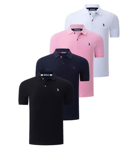 DÖRTLÜ SET T8561 DEWBERRY ERKEK T-SHIRT-SİYAH-BEYAZ-LACİVERT-PEMBE