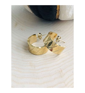GOLD RENK ÇİZGİ DESEN HALKA ÇELİK KÜPE 316L3306