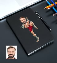 Kişiye Özel Kick Box Tasarımlı Karikatürlü Siyah Defter Kalem Seti 112